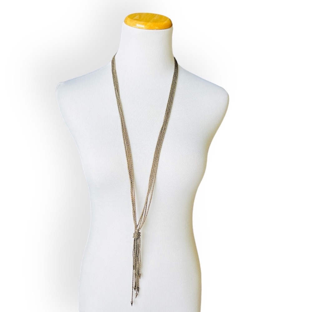 NEW Cone Spike Tassel Knot Lariat Chain Long Necklace Set Earrings Festival